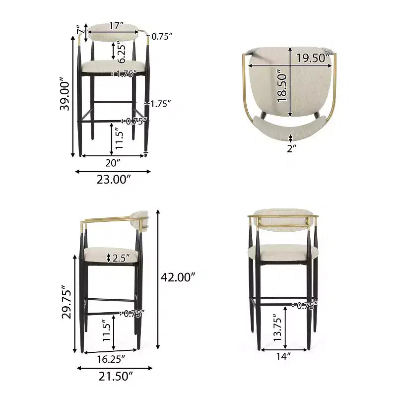 Tabourets de bar Christopher Knight Home Harrington en tissu et fer, 75,5 cm (Lot de 2)