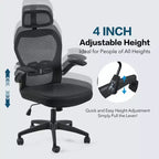 Chaise de Bureau Ergonomique Dossier en Maille Appui-tête Réglable Soutien Lombaire Inclinaison de 90 à 125 Degrés