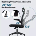 Chaise de Bureau Ergonomique Dossier en Maille Appui-tête Réglable Soutien Lombaire Inclinaison de 90 à 125 Degrés