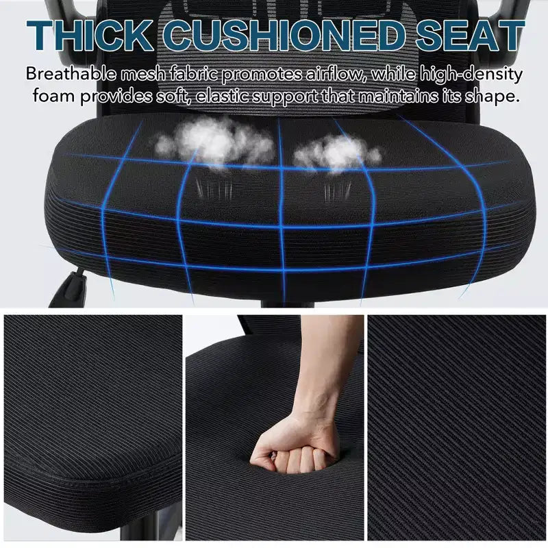 Chaise de Bureau Ergonomique Dossier en Maille Appui-tête Réglable Soutien Lombaire Inclinaison de 90 à 125 Degrés