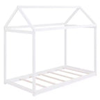 Lit plateforme en bois Whisen, taille double, en forme de maison