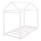 Lit plateforme en bois Whisen, taille double, en forme de maison
