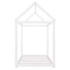 Lit plateforme en bois Whisen, taille double, en forme de maison