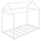 Lit plateforme en bois Whisen, taille double, en forme de maison