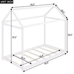 Lit plateforme en bois Whisen, taille double, en forme de maison