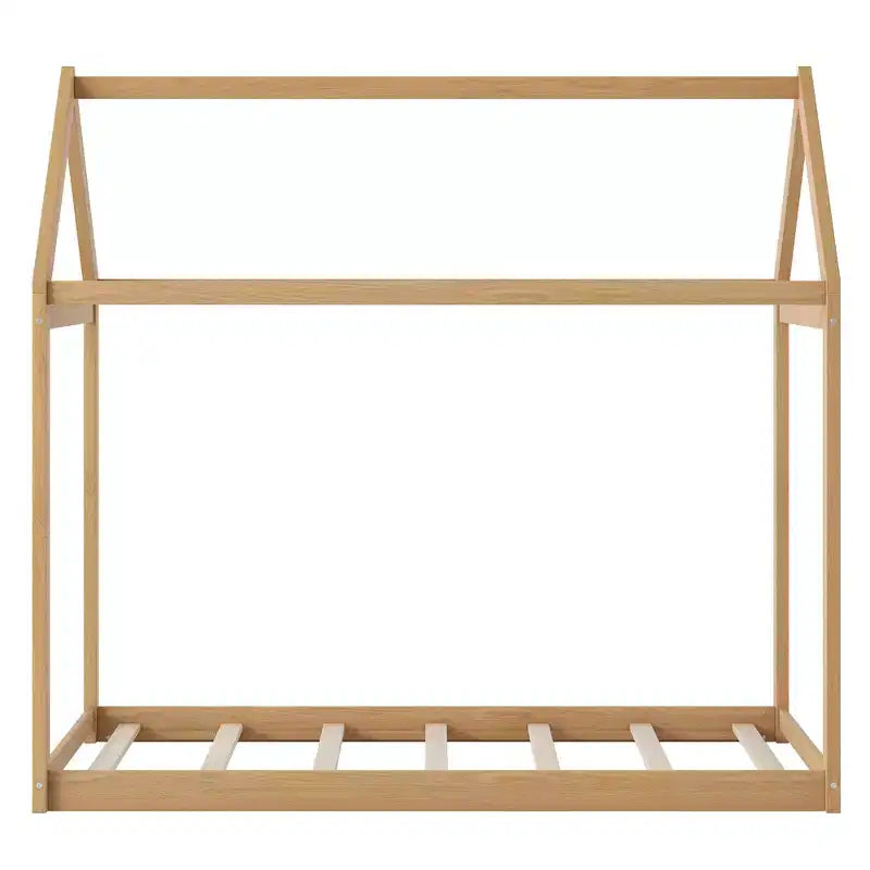 Lit plateforme en bois Whisen, taille double, en forme de maison