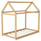 Lit plateforme en bois Whisen, taille double, en forme de maison