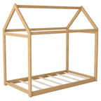Lit plateforme en bois Whisen, taille double, en forme de maison