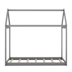 Lit plateforme en bois Whisen, taille double, en forme de maison