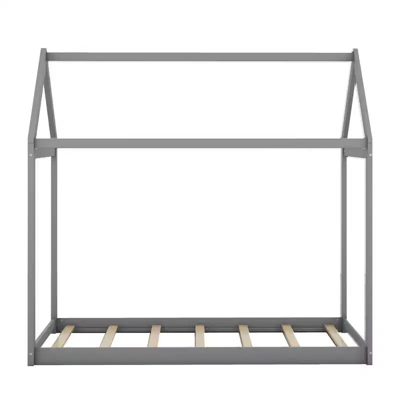 Lit plateforme en bois Whisen, taille double, en forme de maison