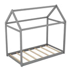 Lit plateforme en bois Whisen, taille double, en forme de maison