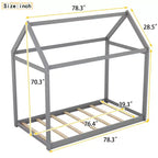 Lit plateforme en bois Whisen, taille double, en forme de maison