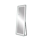 Miroir LED pleine longueur, rectangulaire, sans cadre, en aluminium, argenté, bords arrondis