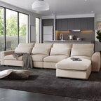 Grand canapé sectionnel moderne en forme de L garni de plumes, canapé convertible avec méridienne réversible pour salon