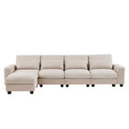 Grand canapé sectionnel moderne en forme de L garni de plumes, canapé convertible avec méridienne réversible pour salon