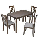 Ensemble de salle à manger moderne 5 pièces : table rectangulaire en bois avec 4 chaises rembourrées pour cuisine et salle à manger