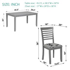 Ensemble de salle à manger moderne 5 pièces : table rectangulaire en bois avec 4 chaises rembourrées pour cuisine et salle à manger