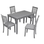 Ensemble de salle à manger moderne 5 pièces : table rectangulaire en bois avec 4 chaises rembourrées pour cuisine et salle à manger
