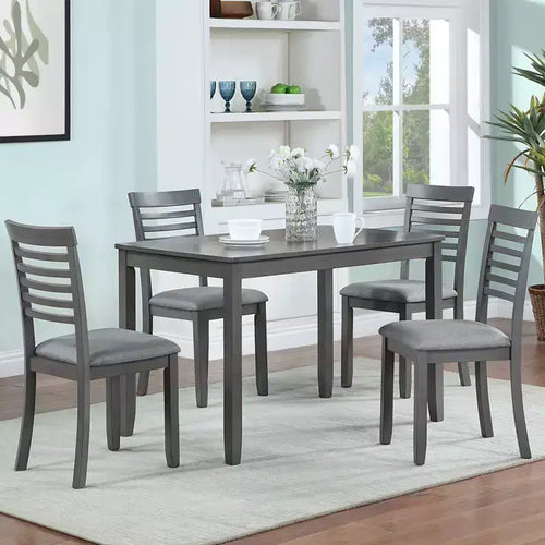 5-Piece Modern Dining Set: Rectangular Wood Table with 4 Upholstered Chairs for Kitchen and Dining Room