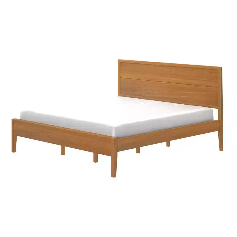 Lit King en bois massif Plank+Beam Duo avec tête de lit à panneaux, aucun sommier tapissier requis