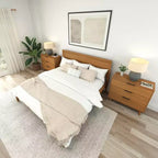 Lit King en bois massif Plank+Beam Duo avec tête de lit à panneaux, aucun sommier tapissier requis