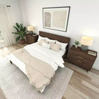 Lit King en bois massif Plank+Beam Duo avec tête de lit à panneaux, aucun sommier tapissier requis