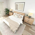 Lit King en bois massif Plank+Beam Duo avec tête de lit à panneaux, aucun sommier tapissier requis