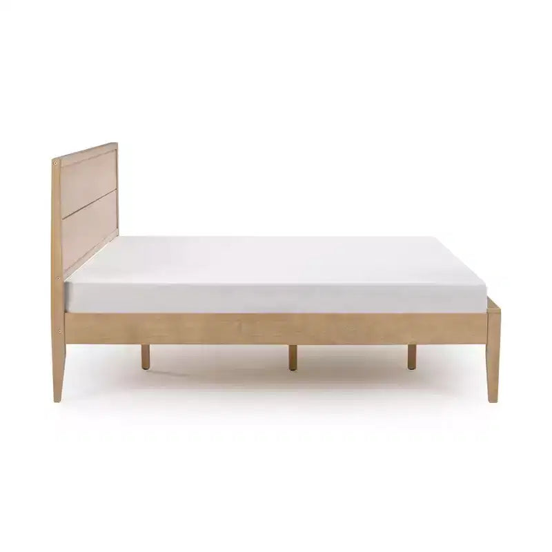 Lit King en bois massif Plank+Beam Duo avec tête de lit à panneaux, aucun sommier tapissier requis