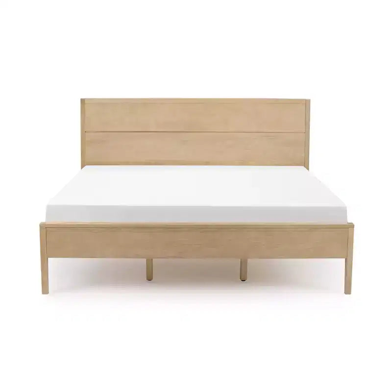 Lit King en bois massif Plank+Beam Duo avec tête de lit à panneaux, aucun sommier tapissier requis