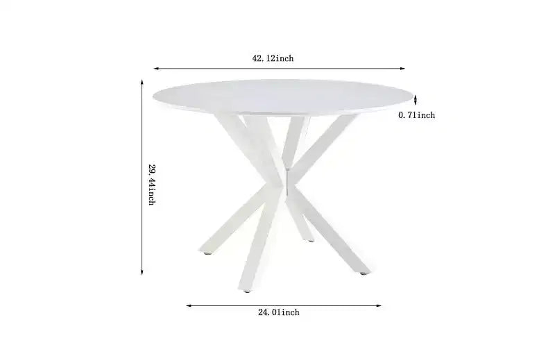Table à manger à pieds croisés de style milieu de siècle pour 4 à 6 personnes avec plateau rond en MDF, table à manger sur pied central, table d'appoint, table basse de loisirs