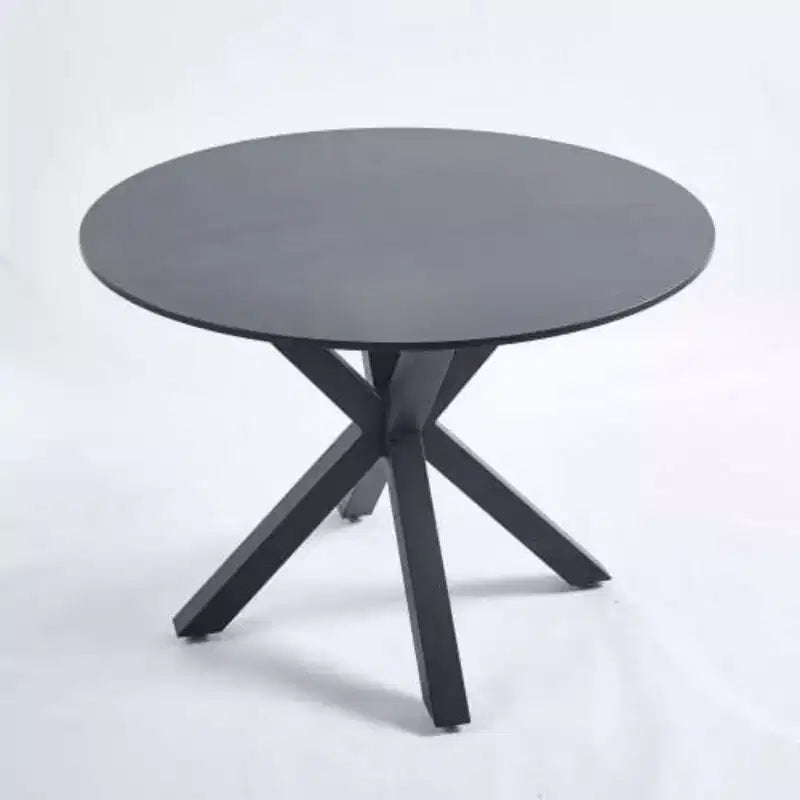Table à manger à pieds croisés de style milieu de siècle pour 4 à 6 personnes avec plateau rond en MDF, table à manger sur pied central, table d'appoint, table basse de loisirs