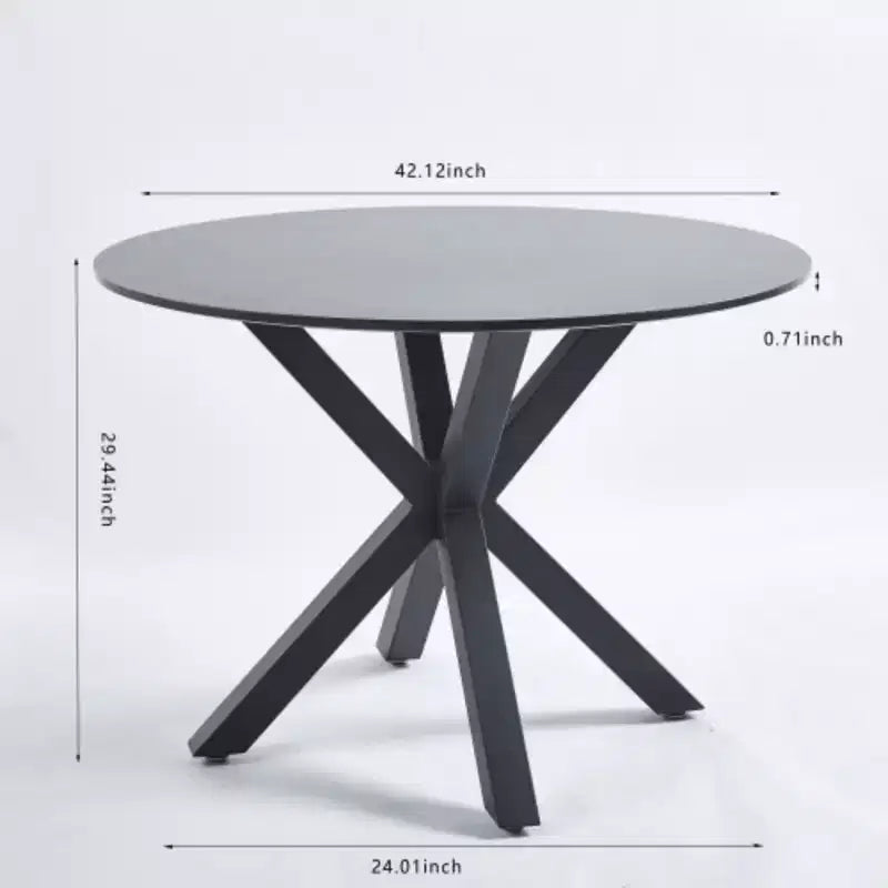 Table à manger à pieds croisés de style milieu de siècle pour 4 à 6 personnes avec plateau rond en MDF, table à manger sur pied central, table d'appoint, table basse de loisirs