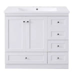 Meuble-lavabo autoportant de salle de bain de style shaker de 36 po avec évier, 4 tiroirs à fermeture douce et 2 portes à fermeture douce