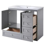Meuble-lavabo autoportant de salle de bain de style shaker de 36 po avec évier, 4 tiroirs à fermeture douce et 2 portes à fermeture douce