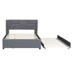 Lit capitonné en lin de luxe avec tête de lit en briques élégante et lit gigogne double XL - L'essentiel de la chambre à coucher de rêve