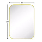 TEHOME Lucia Petit Miroir Mural Rectangulaire Arrondi Contemporain avec Cadre Doré pour Salle de Bain