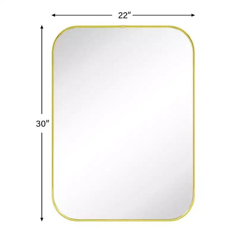 TEHOME Lucia Petit Miroir Mural Rectangulaire Arrondi Contemporain avec Cadre Doré pour Salle de Bain