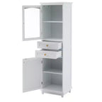 Meuble de rangement de salle de bain de 160 cm de haut avec porte vitrée indépendante et étagère réglable