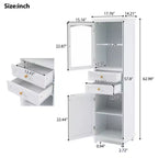 Meuble de rangement de salle de bain de 160 cm de haut avec porte vitrée indépendante et étagère réglable