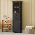 Meuble de rangement de salle de bain de 160 cm de haut avec porte vitrée indépendante et étagère réglable