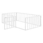 Cadre de lit simple en métal avec barrière et porte, noir