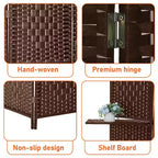 FDW Paravent Polyvalent 4/6 Panneaux avec Étagères Intégrées, Séparateur de Pièce en Bois Pliant Portable Élégant