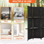FDW Paravent Polyvalent 4/6 Panneaux avec Étagères Intégrées, Séparateur de Pièce en Bois Pliant Portable Élégant
