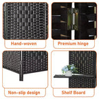 FDW Paravent Polyvalent 4/6 Panneaux avec Étagères Intégrées, Séparateur de Pièce en Bois Pliant Portable Élégant