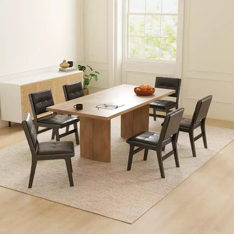 Chaises de salle à manger en bois rembourrées en similicuir capitonné GDFStudio Payne (Lot de 2)