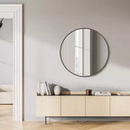 Miroir mural circulaire de 30 pouces, miroir suspendu pour au-dessus de l'évier, miroir suspendu de salle de bain