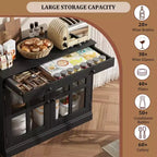35,4 Bahuts Buffets avec Porte Vitrée, Bahut avec Tiroir, Buffet Moderne pour Chambre, Salle à Manger, Salon