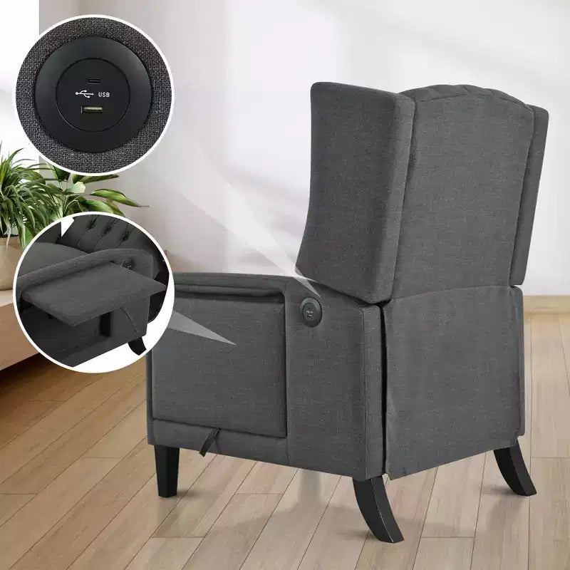 Fauteuil inclinable tapissé capitonné Christopher Knight Home Nicole avec tablette latérale pliable