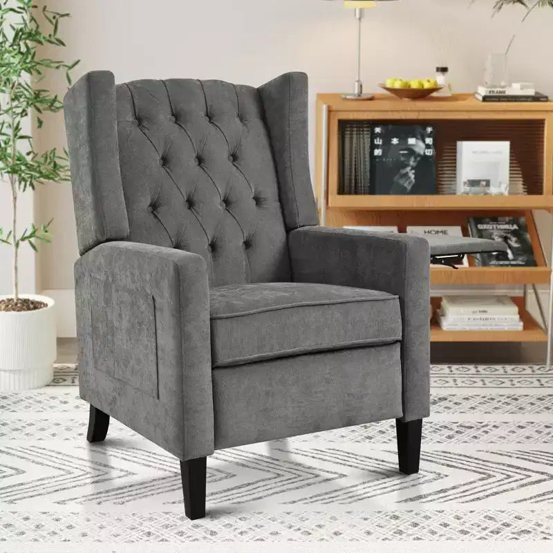 Fauteuil inclinable tapissé capitonné Christopher Knight Home Nicole avec tablette latérale pliable