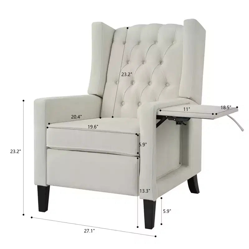 Fauteuil inclinable tapissé capitonné Christopher Knight Home Nicole avec tablette latérale pliable